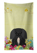 Easter Eggs Pekingese Black Kitchen Towel Velour Plush Front and Cotton Loop Back Machine Washable