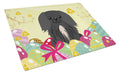 Easter Eggs Pekingese Black Cutting Board Tempered Glass Kitchen Cutting Surface, Heat Resistant Chopping, Non-Slip Feet, Food Prep & Serving