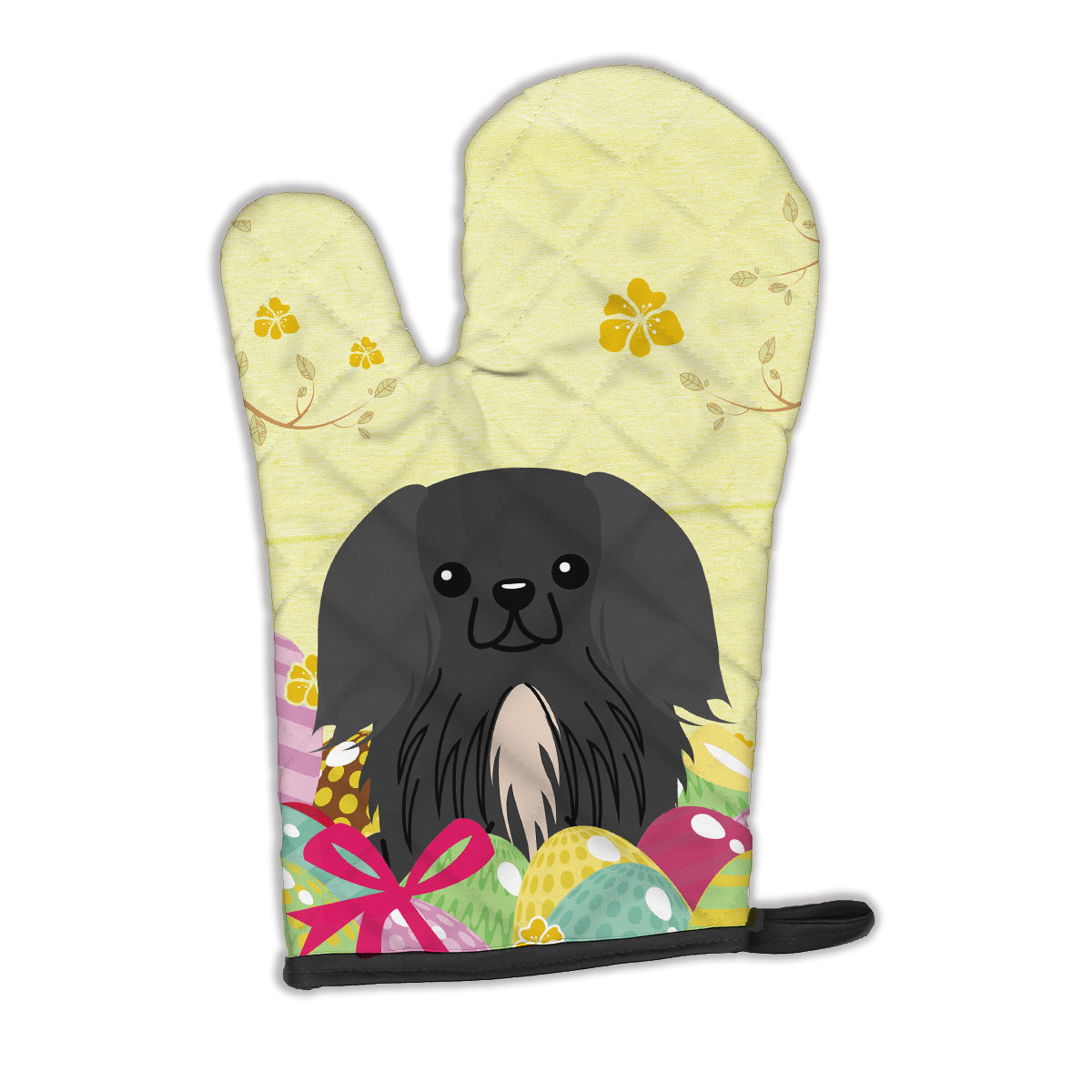 Easter Eggs Pekingese Black Oven Mitt Heat Resistant Thick Oven Mitt for Hot Pans and Oven, Kitchen Mitt Protect Hands, Cooking Baking Glove