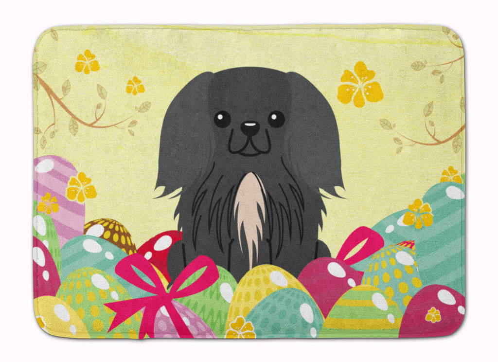 Easter Eggs Pekingese Black Memory Foam Kitchen Mat Machine Washable Anti-Fatigue Cushion Comfort Bath or Kitchen Rug