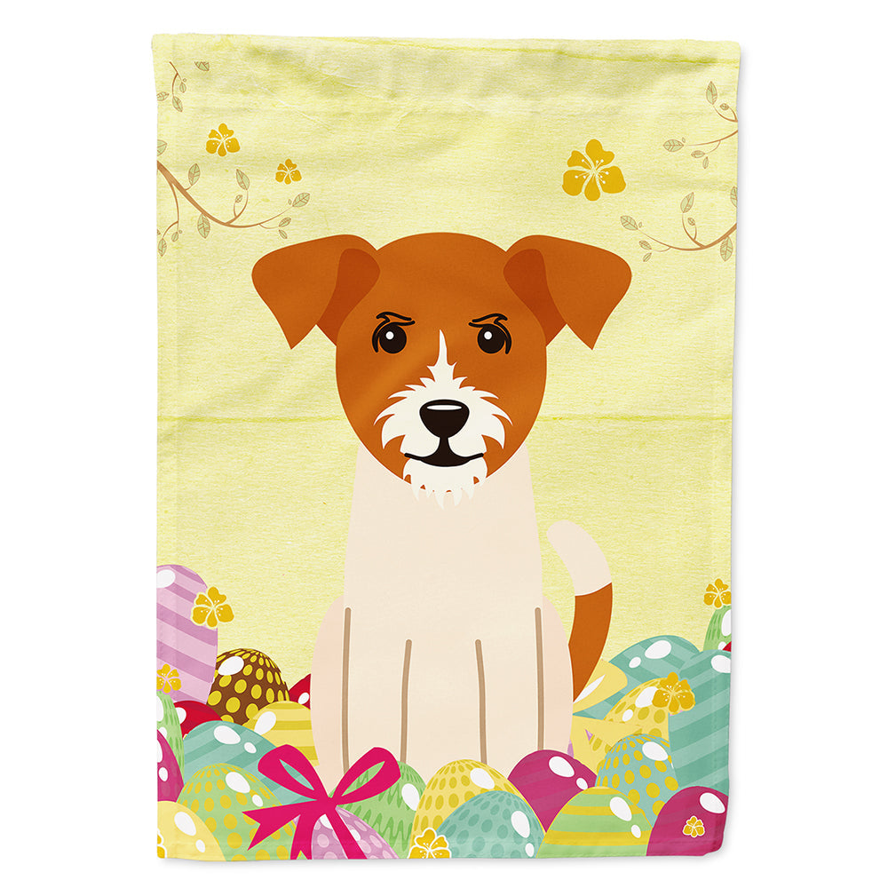 Easter Eggs Jack Russell Terrier House Flag 28x40 Porch Sleeve Pole Decorative Outside Yard Banner Artwork Wall Hanging, Polyester