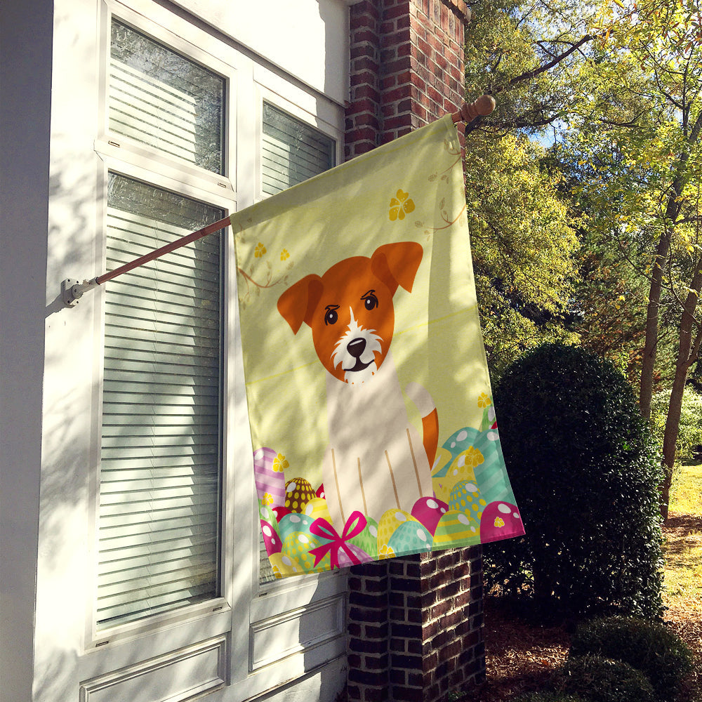 Easter Eggs Jack Russell Terrier House Flag 28x40 Porch Sleeve Pole Decorative Outside Yard Banner Artwork Wall Hanging, Polyester