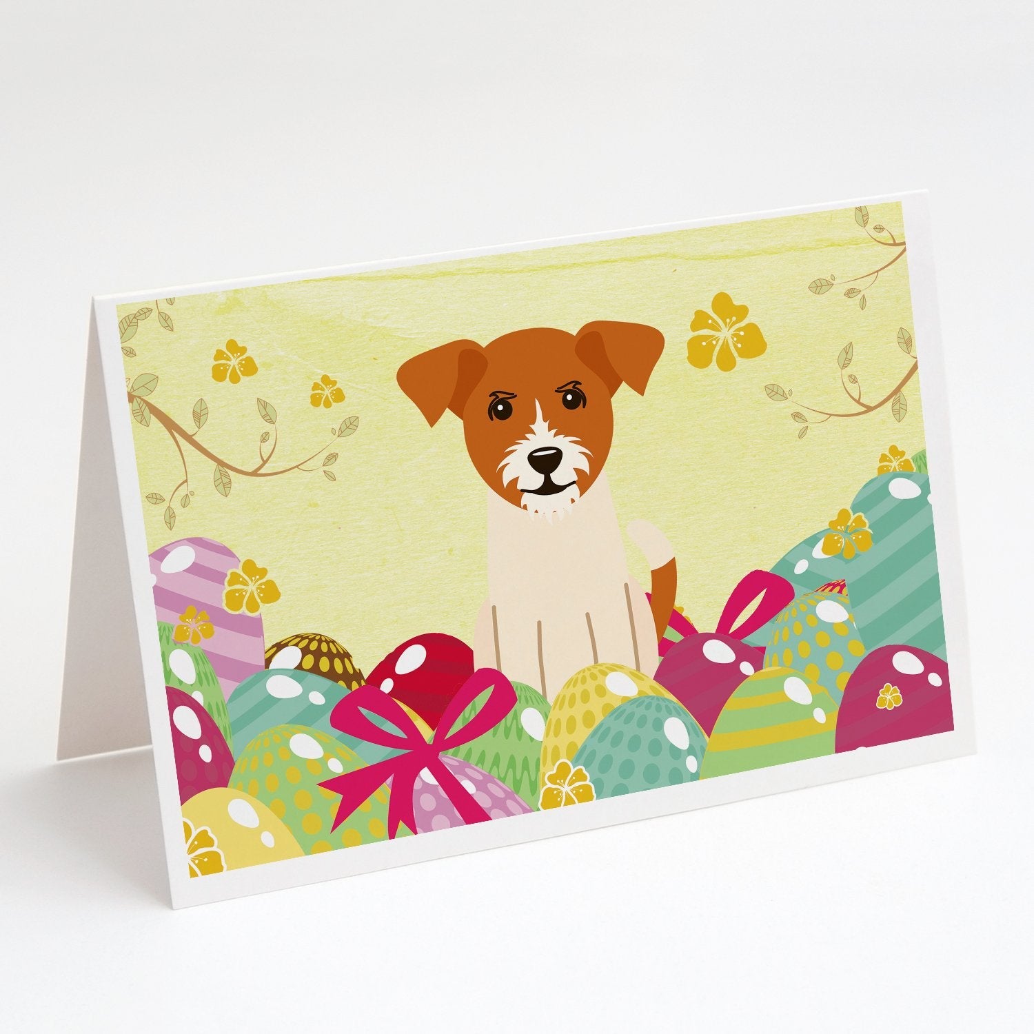 Easter Eggs Jack Russell Terrier Greeting Cards Pack of 8 Blank Cards with Envelopes Whimsical A7 Size 5x7