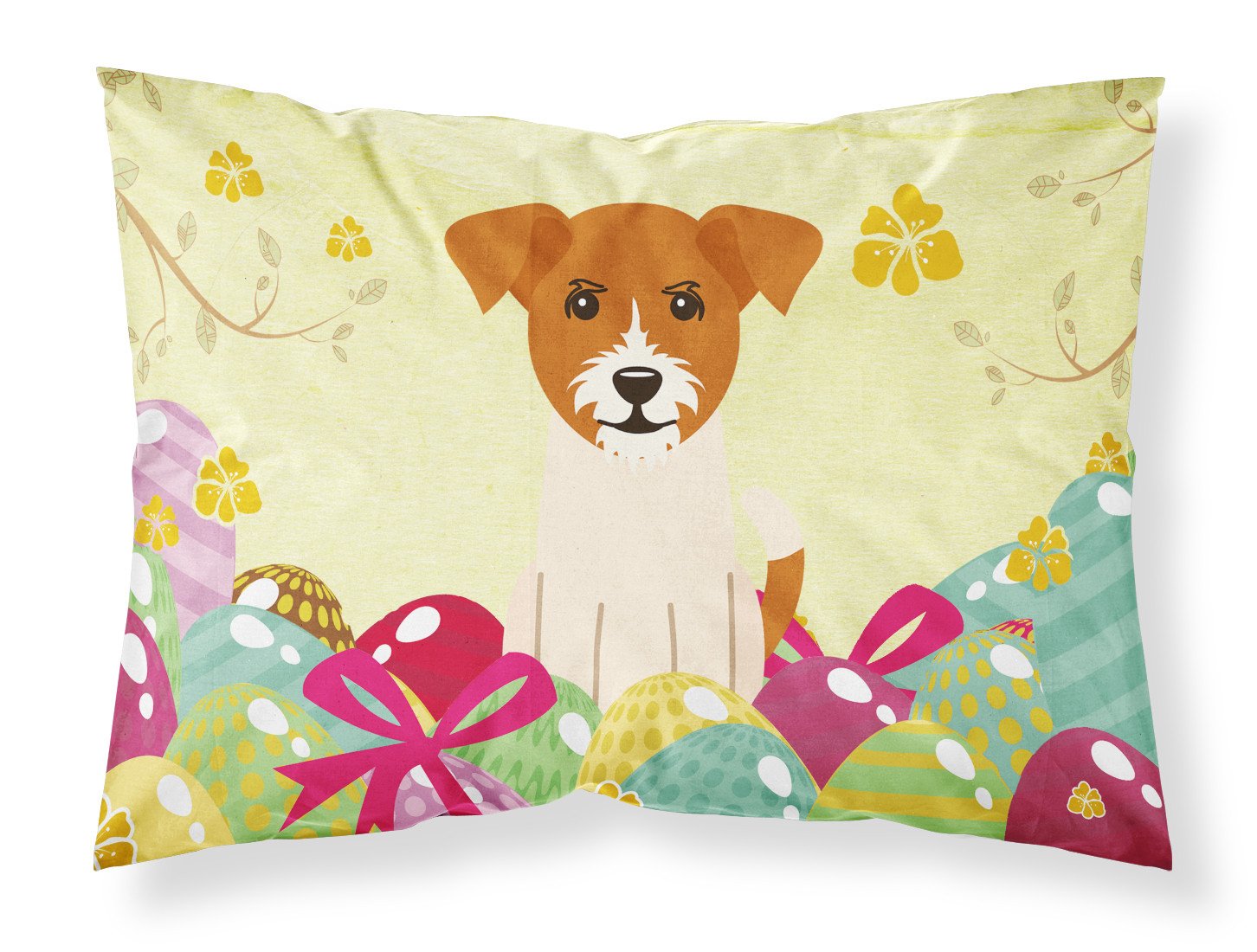Easter Eggs Jack Russell Terrier Standard Pillowcase Lightweight Super Soft Easy Care Decorative Artwork Pillowcase, Standard