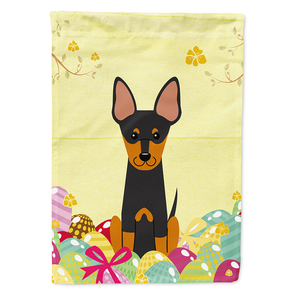 Easter Eggs English Toy Terrier House Flag 28x40 Porch Sleeve Pole Decorative Outside Yard Banner Artwork Wall Hanging, Polyester