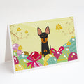 Easter Eggs English Toy Terrier Greeting Cards Pack of 8 Blank Cards with Envelopes Whimsical A7 Size 5x7