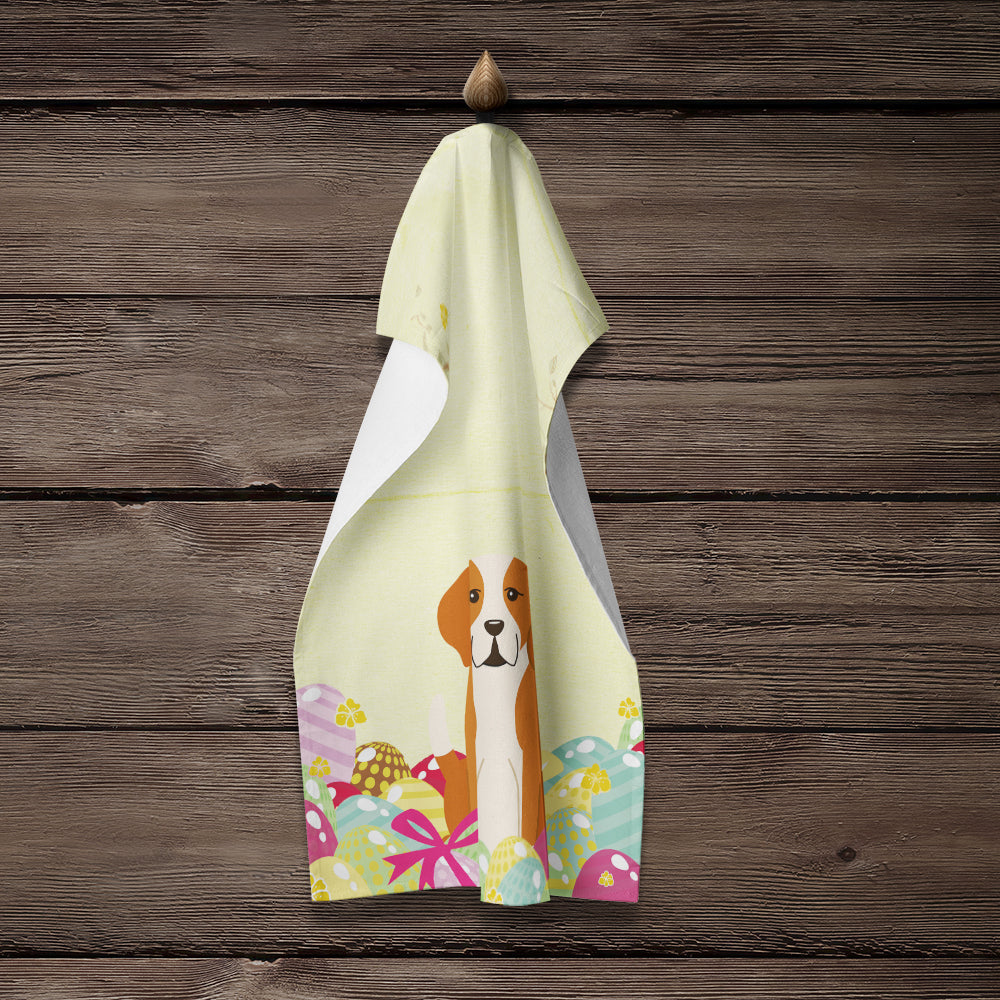 Easter Eggs English Foxhound Kitchen Towel Velour Plush Front and Cotton Loop Back Machine Washable