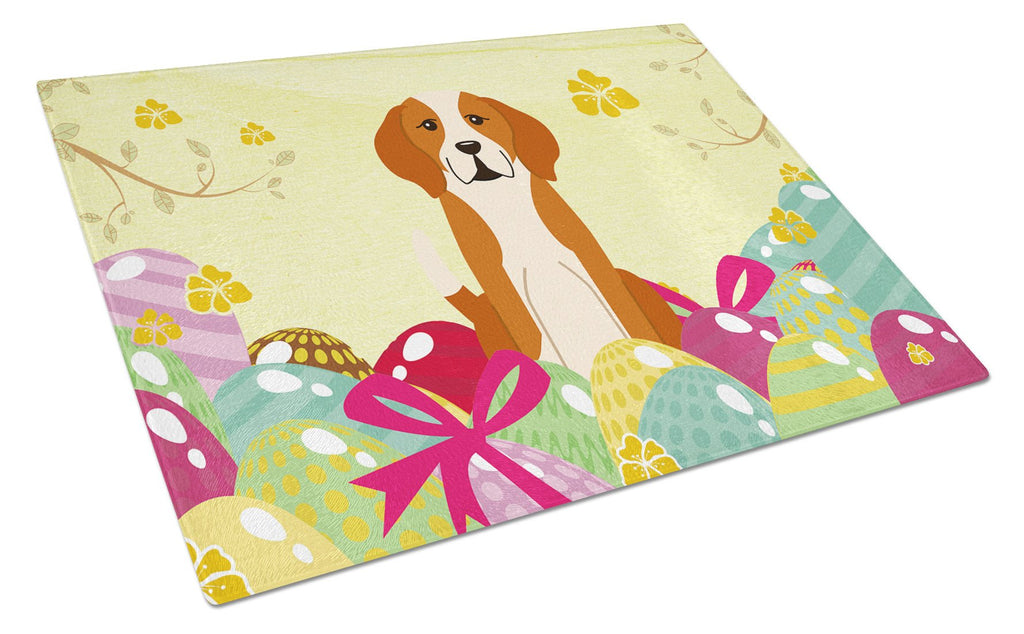 Easter Eggs English Foxhound Cutting Board Tempered Glass Kitchen Cutting Surface, Heat Resistant Chopping, Non-Slip Feet, Food Prep & Serving