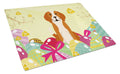 Easter Eggs English Foxhound Cutting Board Tempered Glass Kitchen Cutting Surface, Heat Resistant Chopping, Non-Slip Feet, Food Prep & Serving