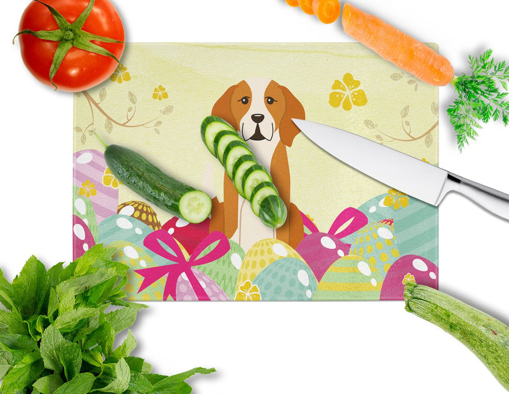 Easter Eggs English Foxhound Cutting Board Tempered Glass Kitchen Cutting Surface, Heat Resistant Chopping, Non-Slip Feet, Food Prep & Serving