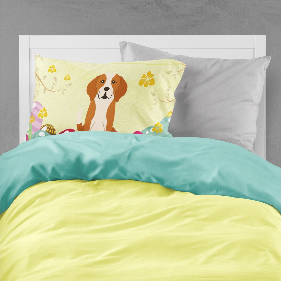 Easter Eggs English Foxhound Standard Pillowcase Lightweight Super Soft Easy Care Decorative Artwork Pillowcase, Standard