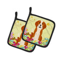Easter Eggs English Foxhound Pot Holder Set of 2 Heat Resistant Quilted Hot Pads 7.5 x 7.5 Inch, Insulated Kitchen Trivets for Cooking & Baking
