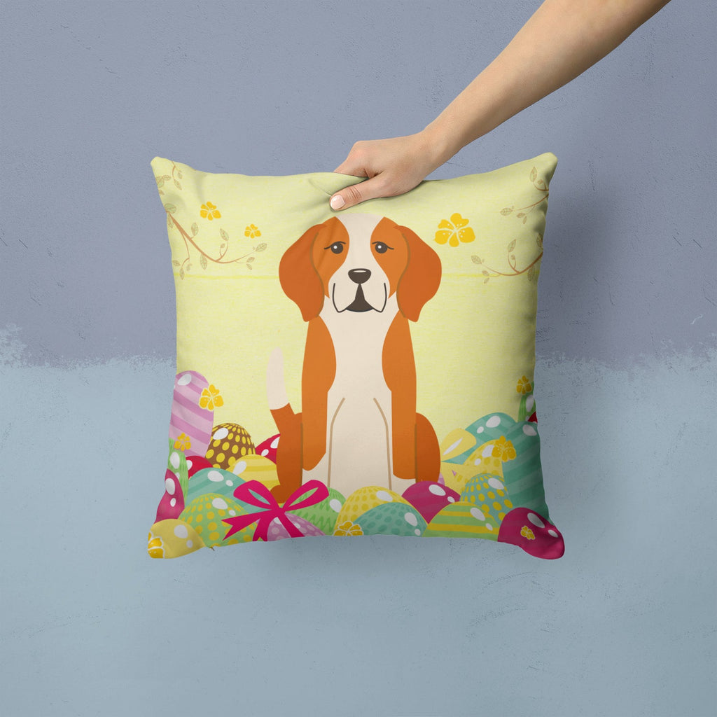Easter Eggs English Foxhound Decorative Throw Pillow 14x14 Indoor Outdoor Accent Cushion, Fabric Cover with Insert for Sofa, Bed, Porch & Living Room