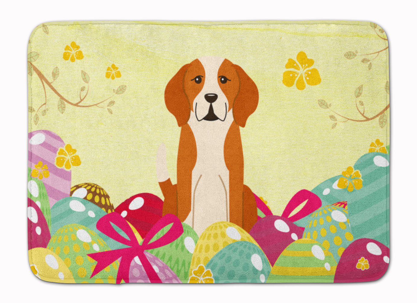 Easter Eggs English Foxhound Memory Foam Kitchen Mat Machine Washable Anti-Fatigue Cushion Comfort Bath or Kitchen Rug