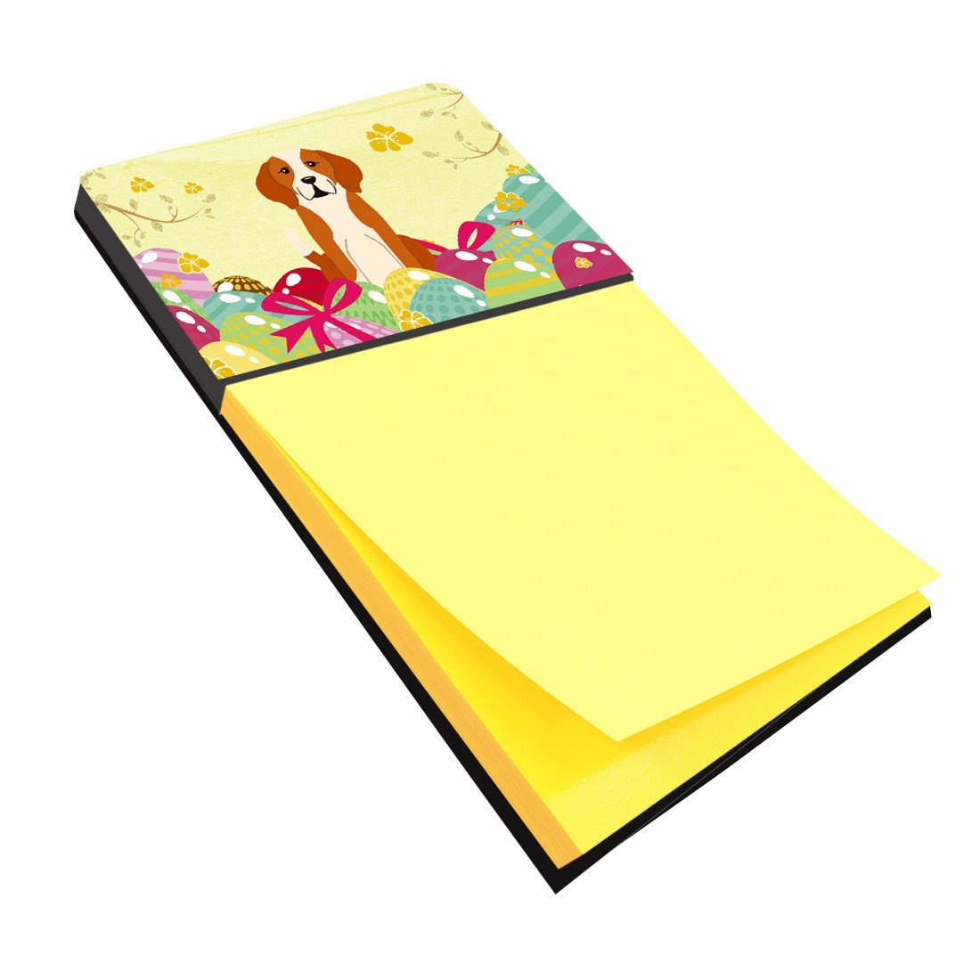 Easter Eggs English Foxhound Watercolor Sticky Note Holder Refillable Dispenser Desk Accessory 3x3 Pad Gift