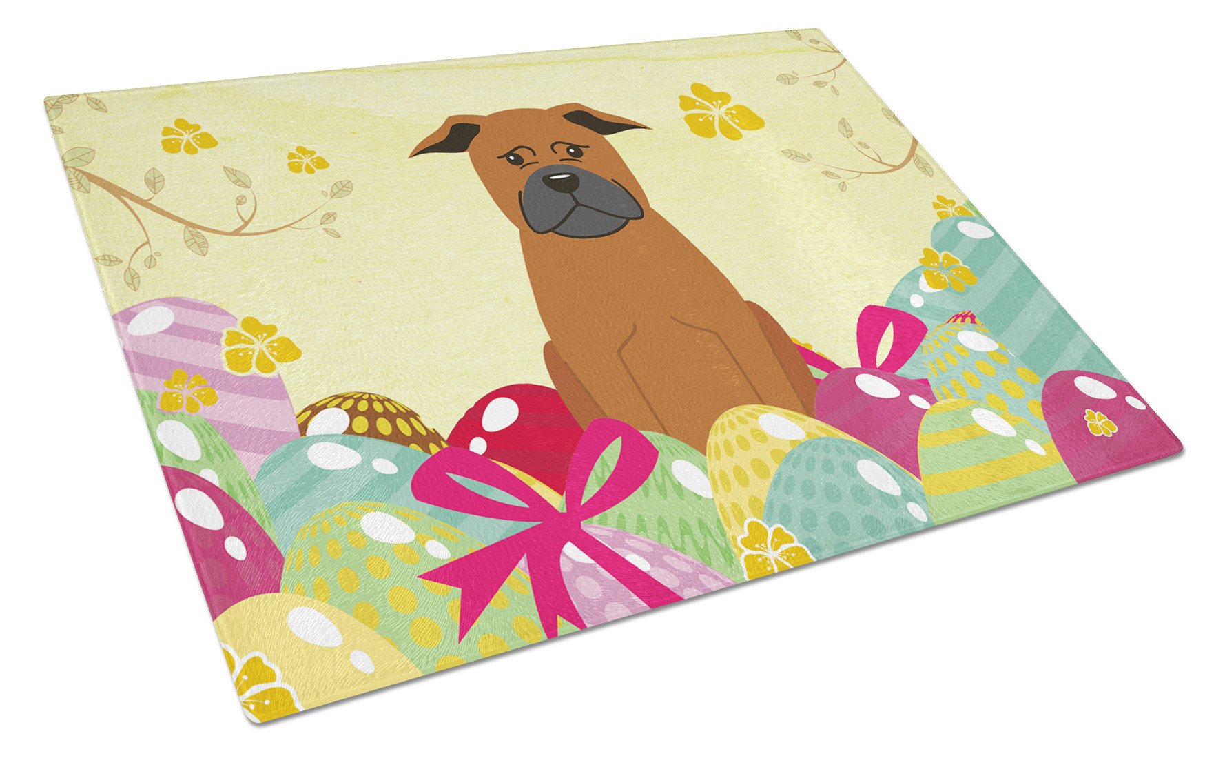 Easter Eggs Chinese Chongqing Dog Cutting Board Tempered Glass Kitchen Cutting Surface, Heat Resistant Chopping, Non-Slip Feet, Food Prep & Serving