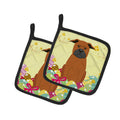 Easter Eggs Chinese Chongqing Dog Pot Holder Set of 2 Heat Resistant Quilted Hot Pads 7.5 x 7.5 Inch, Insulated Kitchen Trivets for Cooking & Baking