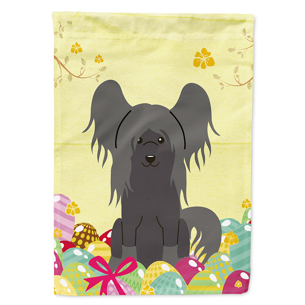 Easter Eggs Chinese Crested Black House Flag 28x40 Porch Sleeve Pole Decorative Outside Yard Banner Artwork Wall Hanging, Polyester