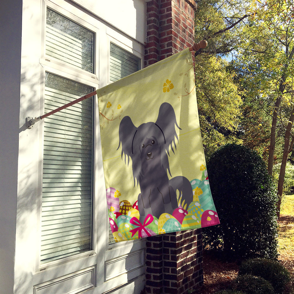 Easter Eggs Chinese Crested Black House Flag 28x40 Porch Sleeve Pole Decorative Outside Yard Banner Artwork Wall Hanging, Polyester