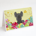 Easter Eggs Chinese Crested Black Greeting Cards Pack of 8 Blank Cards with Envelopes Whimsical A7 Size 5x7