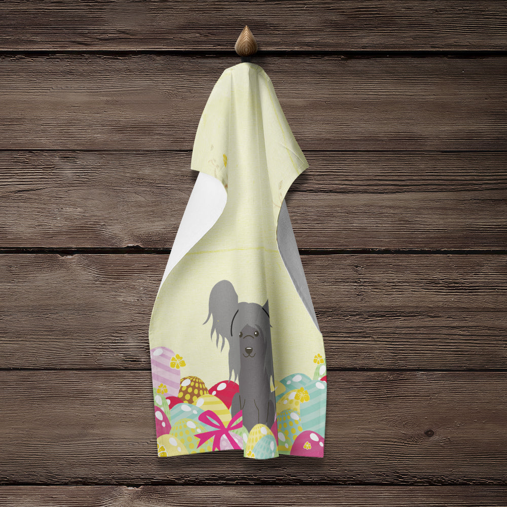 Easter Eggs Chinese Crested Black Kitchen Towel Velour Plush Front and Cotton Loop Back Machine Washable