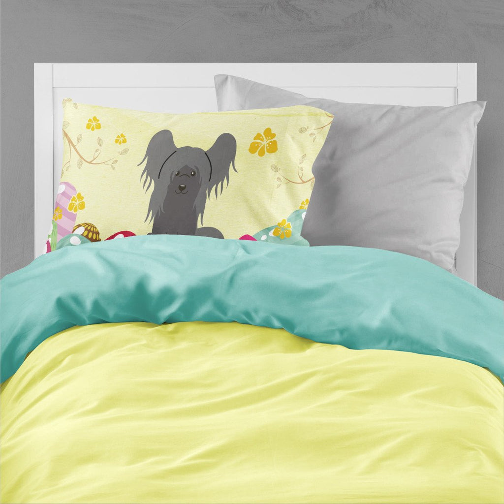 Easter Eggs Chinese Crested Black Standard Pillowcase Lightweight Super Soft Easy Care Decorative Artwork Pillowcase, Standard