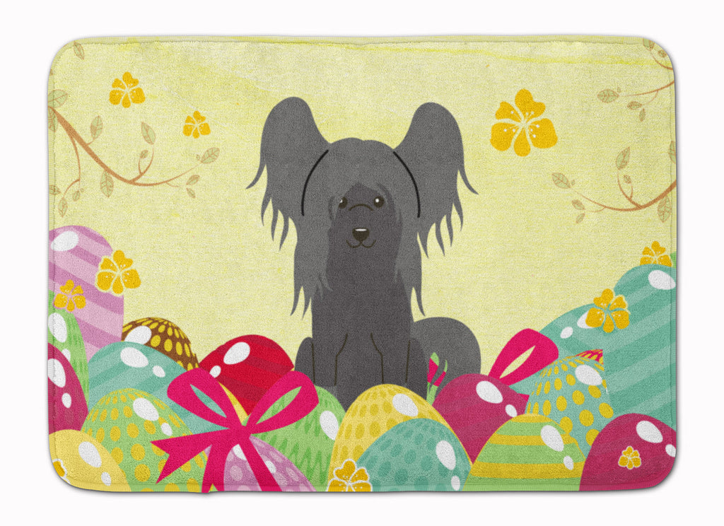 Easter Eggs Chinese Crested Black Memory Foam Kitchen Mat Machine Washable Anti-Fatigue Cushion Comfort Bath or Kitchen Rug