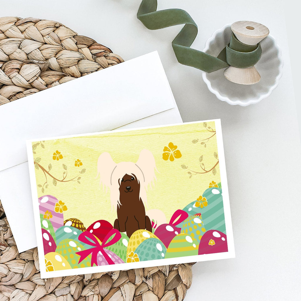 Easter Eggs Chinese Crested Cream Greeting Cards Pack of 8 Blank Cards with Envelopes Whimsical A7 Size 5x7