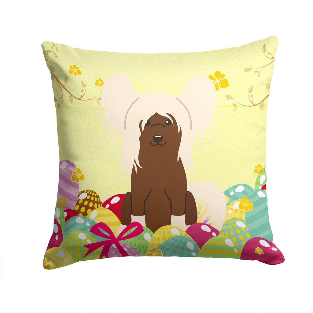 Easter Eggs Chinese Crested Cream Decorative Throw Pillow 14x14 Indoor Outdoor Accent Cushion, Fabric Cover with Insert for Sofa, Bed, Porch & Living Room