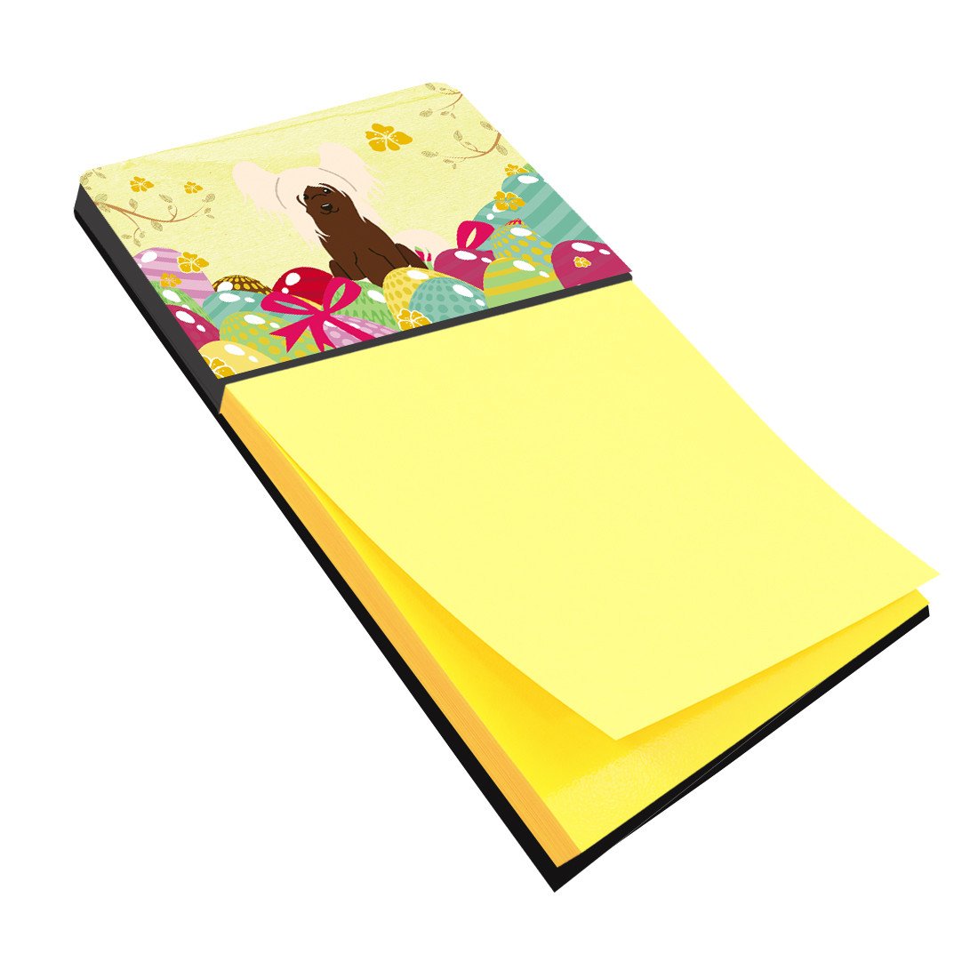 Easter Eggs Chinese Crested Cream Watercolor Sticky Note Holder Refillable Dispenser Desk Accessory 3x3 Pad Gift