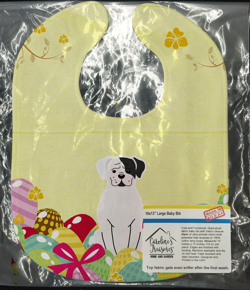 Easter Eggs White Boxer Cooper Baby Bib Easy-Clean Baby Bib Baby Feeding Accessory Baby Mealtime Essential, 10 x 13, Multicolor
