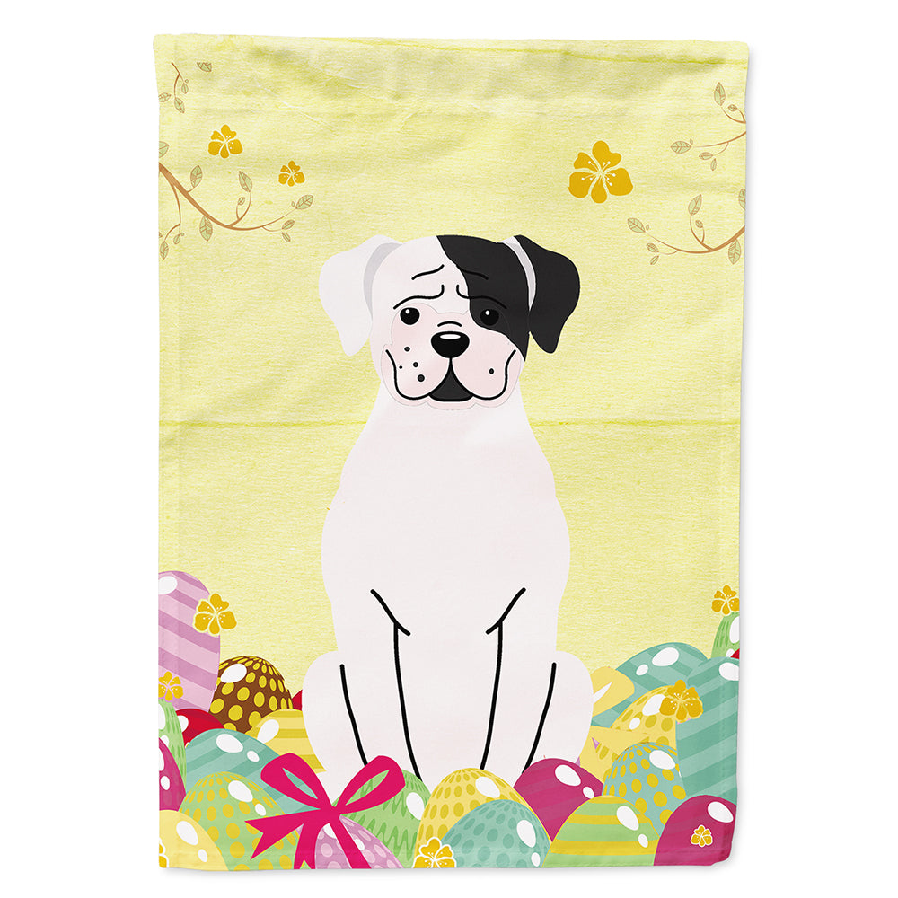 Easter Eggs White Boxer Cooper House Flag 28x40 Porch Sleeve Pole Decorative Outside Yard Banner Artwork Wall Hanging, Polyester