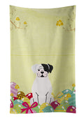 Easter Eggs White Boxer Cooper Kitchen Towel Velour Plush Front and Cotton Loop Back Machine Washable