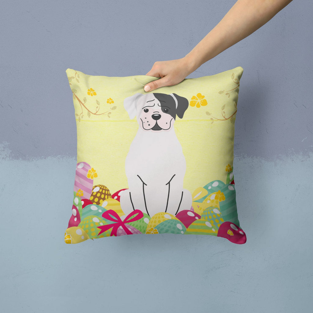 Easter Eggs White Boxer Cooper Decorative Throw Pillow 14x14 Indoor Outdoor Accent Cushion, Fabric Cover with Insert for Sofa, Bed, Porch & Living Room
