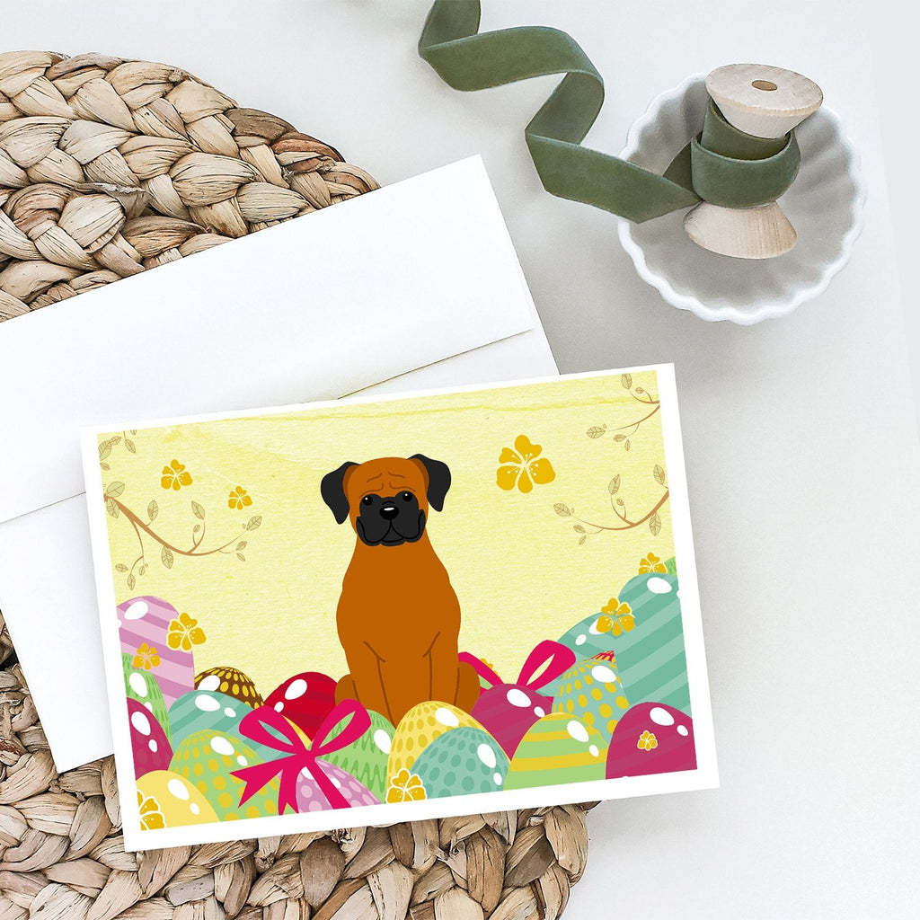 Easter Eggs Fawn Boxer Greeting Cards Pack of 8 Blank Cards with Envelopes Whimsical A7 Size 5x7