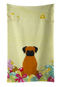 Easter Eggs Fawn Boxer Kitchen Towel Velour Plush Front and Cotton Loop Back Machine Washable