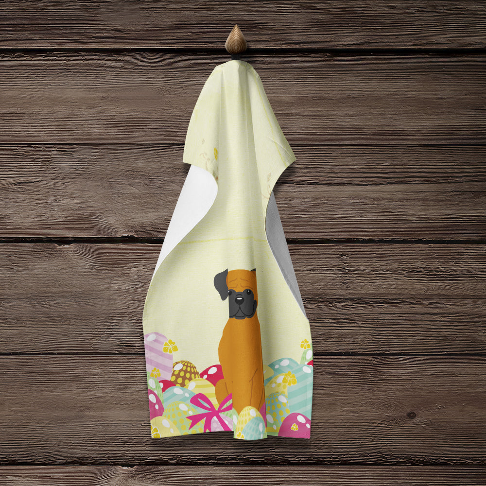 Easter Eggs Fawn Boxer Kitchen Towel Velour Plush Front and Cotton Loop Back Machine Washable