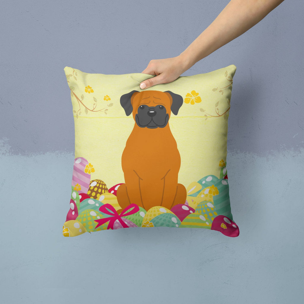 Easter Eggs Fawn Boxer Decorative Throw Pillow 14x14 Indoor Outdoor Accent Cushion, Fabric Cover with Insert for Sofa, Bed, Porch & Living Room