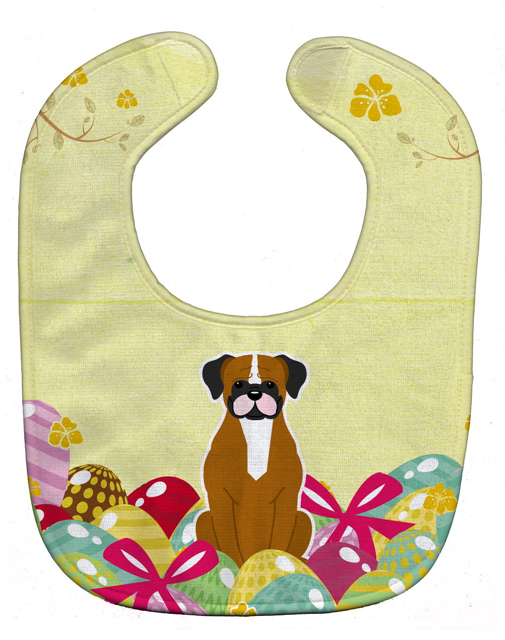 Easter Eggs Flashy Fawn Boxer Baby Bib Easy-Clean Baby Bib Baby Feeding Accessory Baby Mealtime Essential, 10 x 13, Multicolor