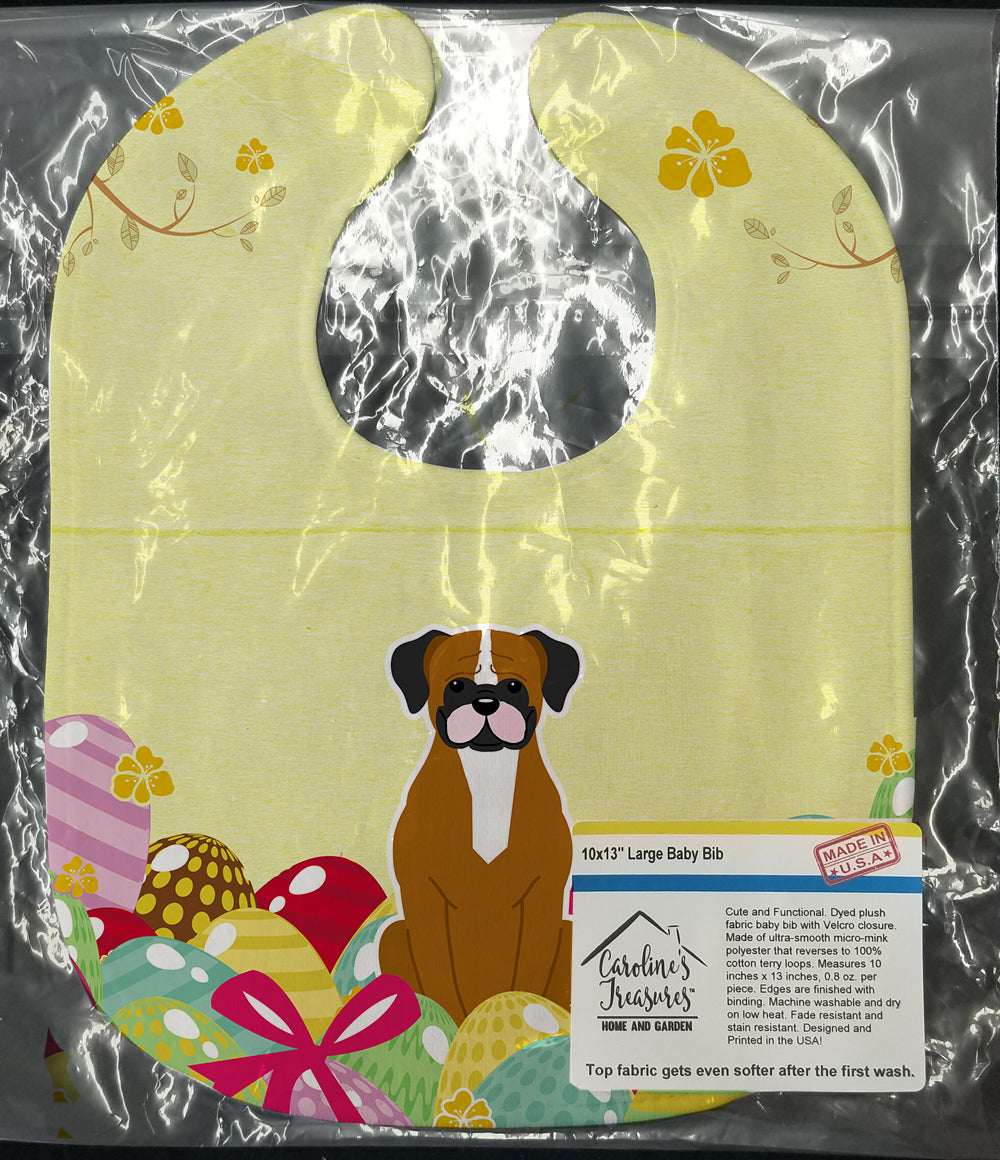 Easter Eggs Flashy Fawn Boxer Baby Bib Easy-Clean Baby Bib Baby Feeding Accessory Baby Mealtime Essential, 10 x 13, Multicolor