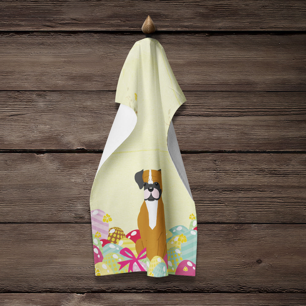 Easter Eggs Flashy Fawn Boxer Kitchen Towel Velour Plush Front and Cotton Loop Back Machine Washable