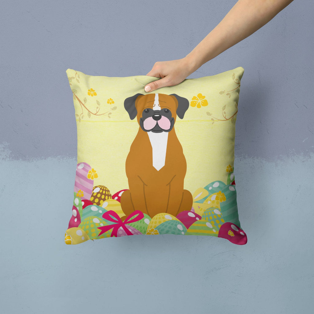 Easter Eggs Flashy Fawn Boxer Decorative Throw Pillow 14x14 Indoor Outdoor Accent Cushion, Fabric Cover with Insert for Sofa, Bed, Porch & Living Room