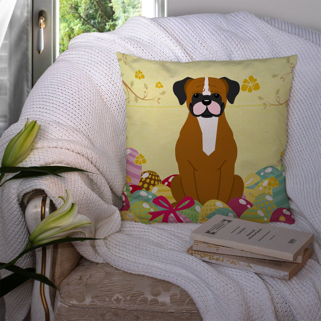 Easter Eggs Flashy Fawn Boxer Decorative Throw Pillow 14x14 Indoor Outdoor Accent Cushion, Fabric Cover with Insert for Sofa, Bed, Porch & Living Room