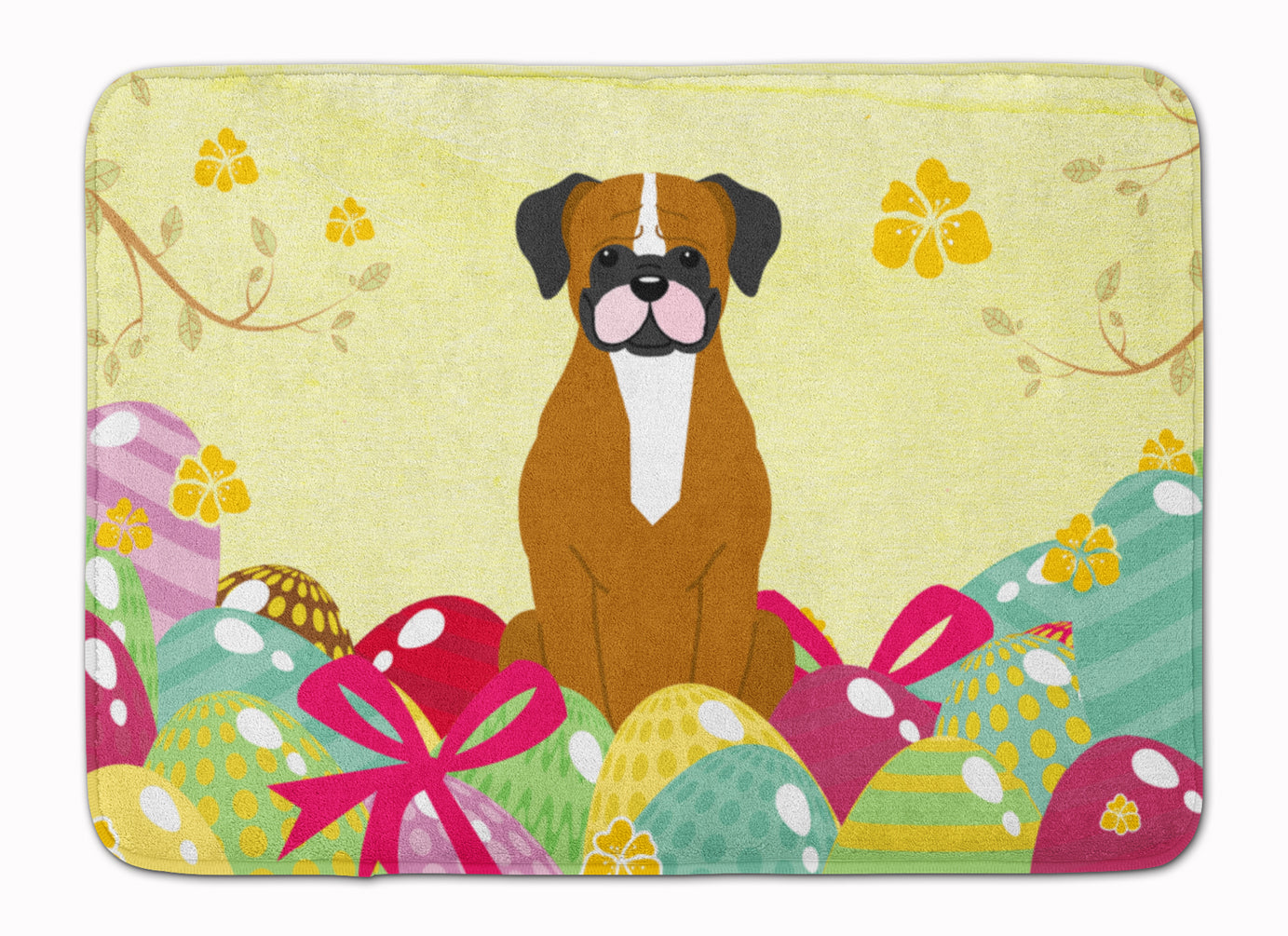 Easter Eggs Flashy Fawn Boxer Memory Foam Kitchen Mat Machine Washable Anti-Fatigue Cushion Comfort Bath or Kitchen Rug