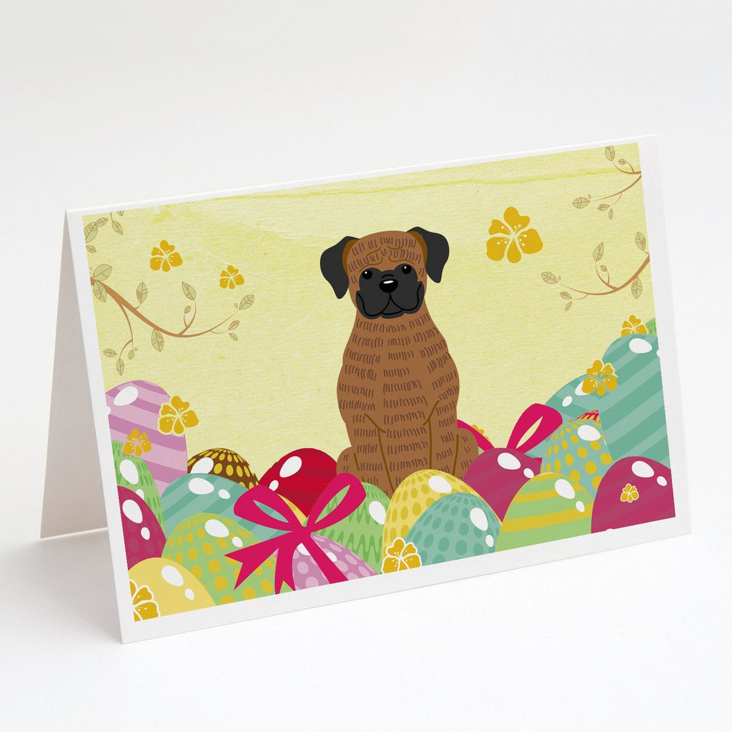 Easter Eggs Brindle Boxer Greeting Cards Pack of 8 Blank Cards with Envelopes Whimsical A7 Size 5x7