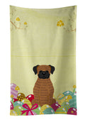 Easter Eggs Brindle Boxer Kitchen Towel Velour Plush Front and Cotton Loop Back Machine Washable