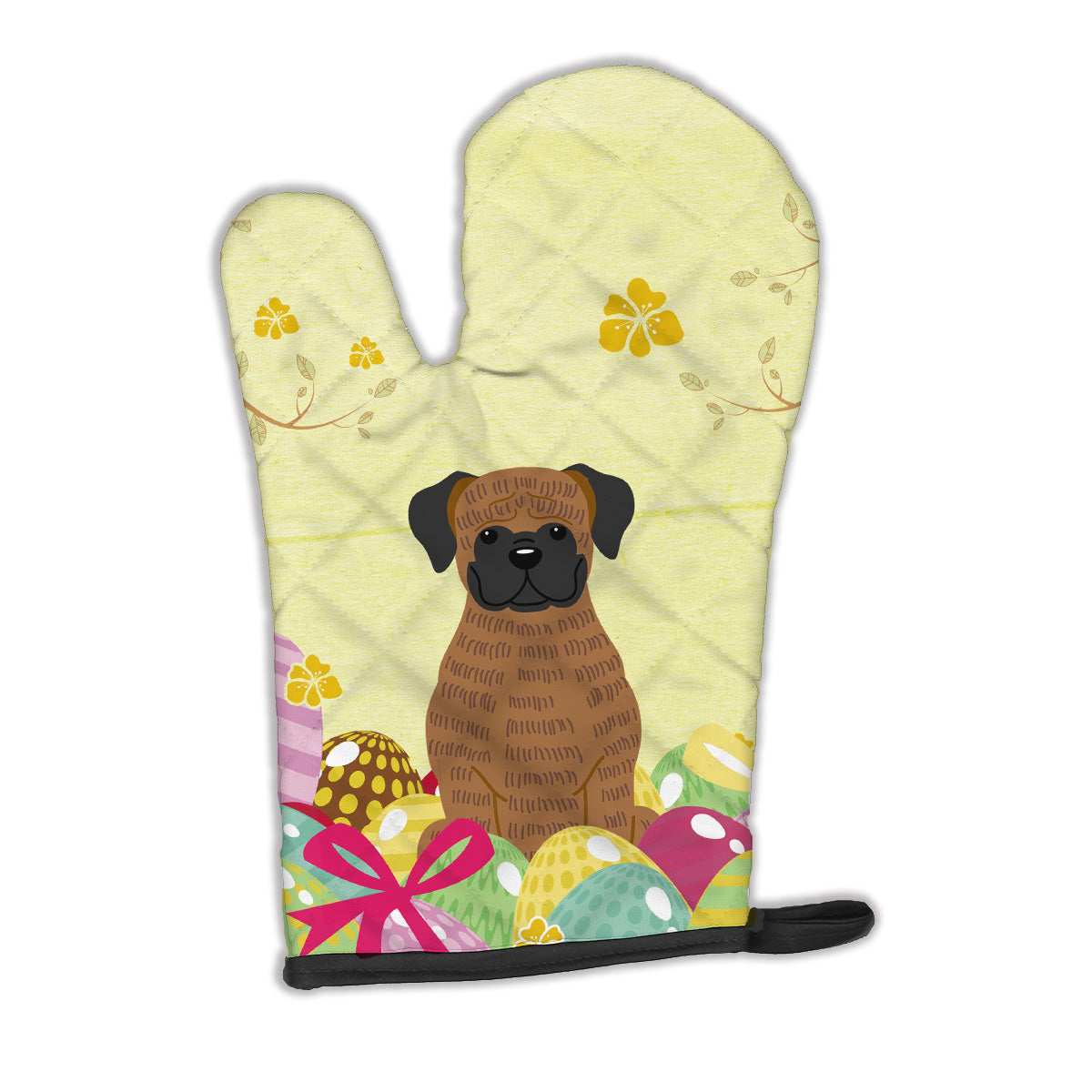 Easter Eggs Brindle Boxer Oven Mitt Heat Resistant Thick Oven Mitt for Hot Pans and Oven, Kitchen Mitt Protect Hands, Cooking Baking Glove