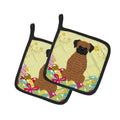 Easter Eggs Brindle Boxer Pot Holder Set of 2 Heat Resistant Quilted Hot Pads 7.5 x 7.5 Inch, Insulated Kitchen Trivets for Cooking & Baking