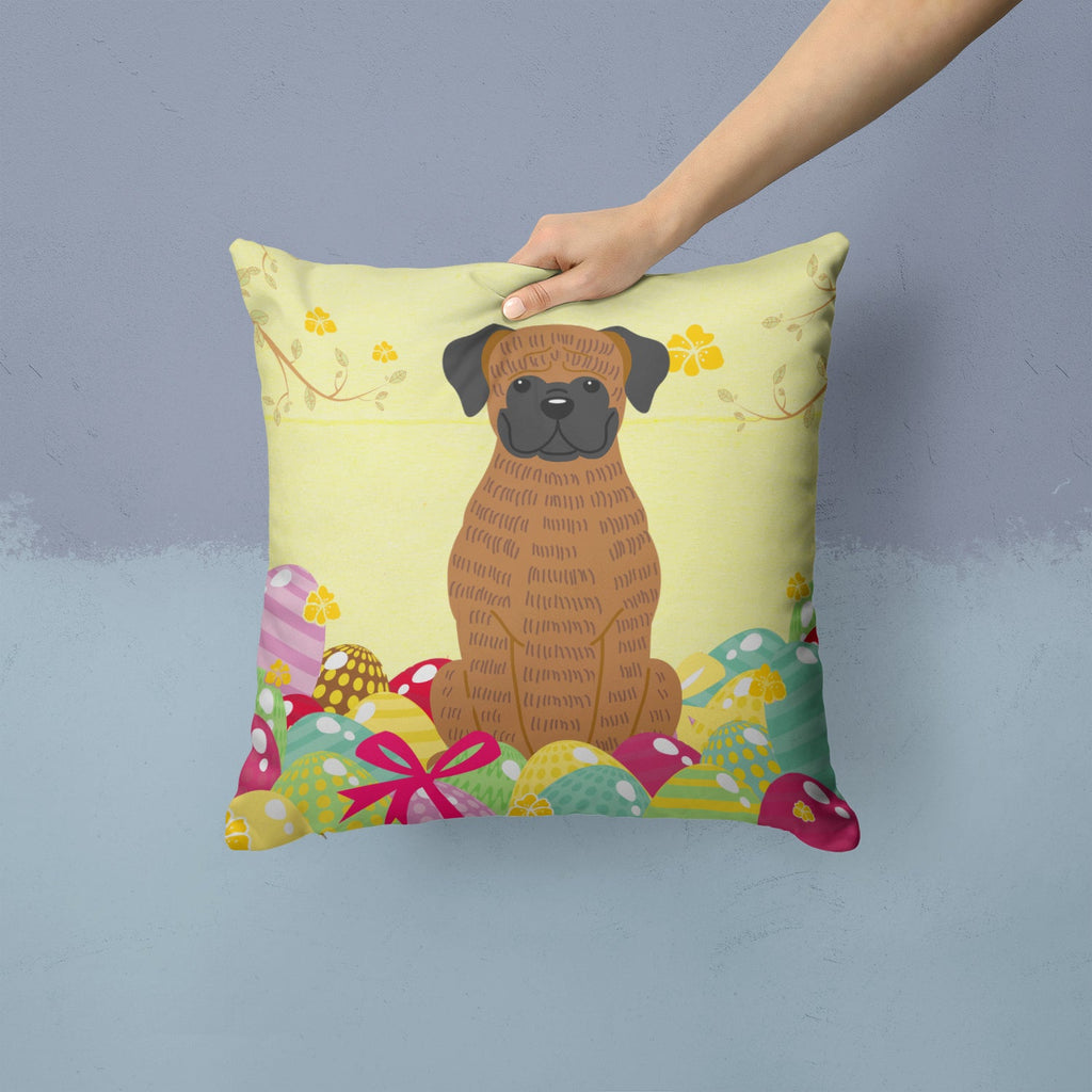 Easter Eggs Brindle Boxer Decorative Throw Pillow 14x14 Indoor Outdoor Accent Cushion, Fabric Cover with Insert for Sofa, Bed, Porch & Living Room