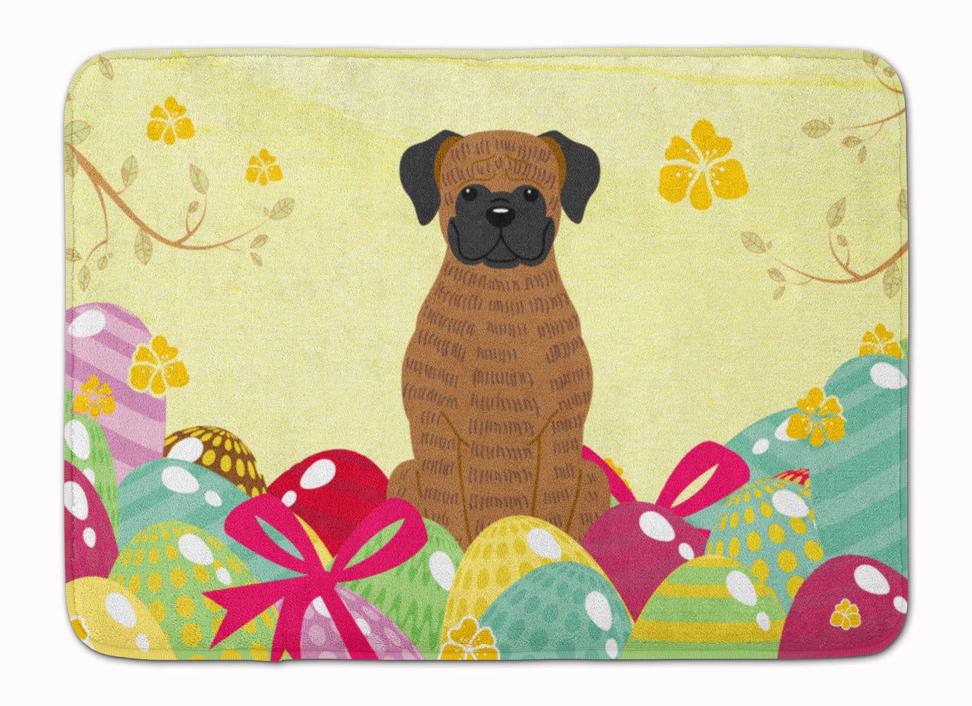 Easter Eggs Brindle Boxer Memory Foam Kitchen Mat Machine Washable Anti-Fatigue Cushion Comfort Bath or Kitchen Rug